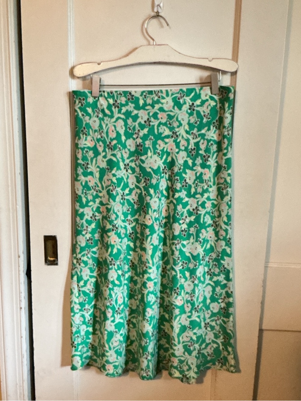 LOFT Green Floral Maxi Skirt